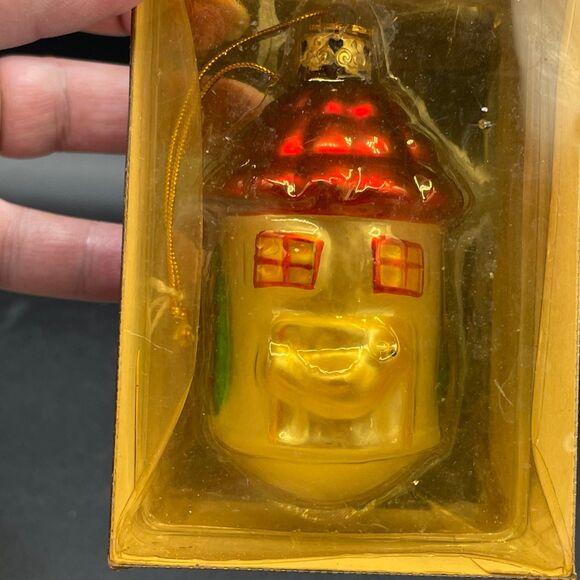 Vintage Kurt S.Adler Christmas Tree Ornaments Glass Santa & Round Cottage - Picture 3 of 8